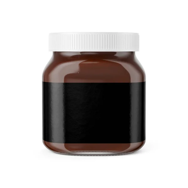 Vidro Jar Chocolate Mockup Renderização — Fotografia de Stock