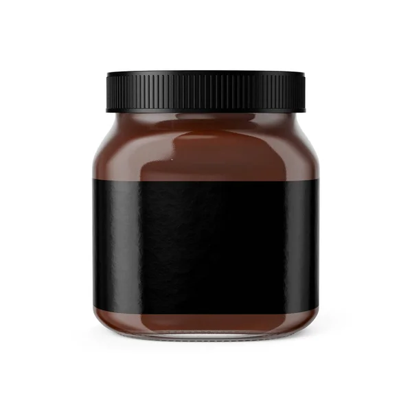 Vidro Jar Chocolate Mockup Renderização — Fotografia de Stock