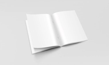 A4 Reklam Dergisi Broşürü Model 3D Hazırlama Beyaz Arkaplanı