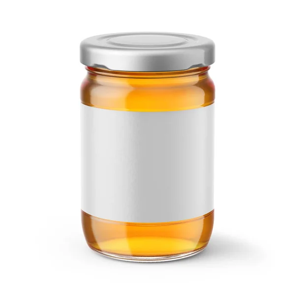 Модель Honey Jar Рендерингом Этикеток — стоковое фото