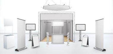 Tanıtım Sergisi Stand Mockup 3B Hazırlama