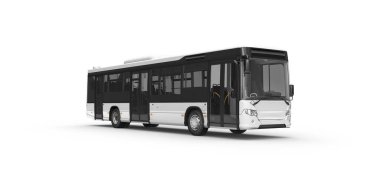 Beyaz arkaplanda Otobüs Model 3D Hazırlama