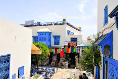 Sidi Bou Said, Tunis, Tunus turistik yere güzel görünümü