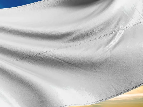 White Blank Flag Mockup Sky Background Rendering — стокове фото