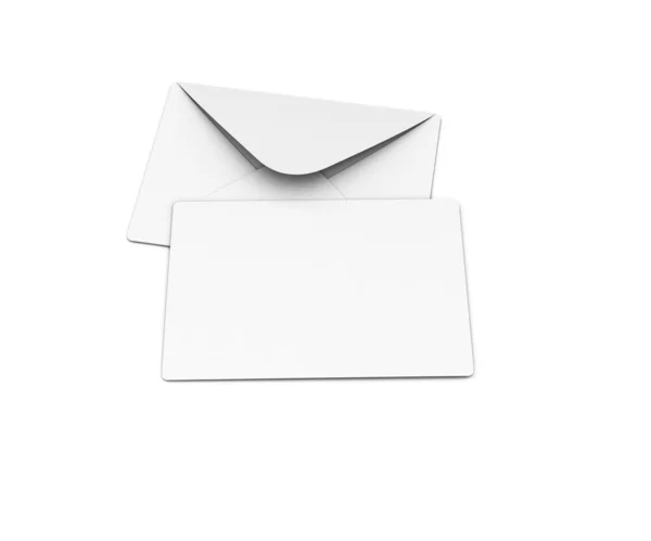 Convite Cartão Postal Com Envelope Mockup Rendering — Fotografia de Stock