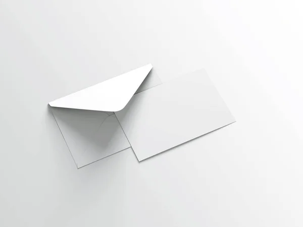 Convite Cartão Postal Com Envelope Mockup Rendering — Fotografia de Stock