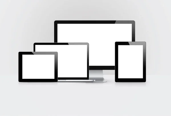 デバイス灰色の背景に隔離された空白のスクリーンセーバーを備えた応答セット3Dレンダリング — ストック写真