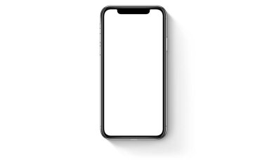 Boş ekran ile cep telefonu beyaz arkaplan 3B oluşturma