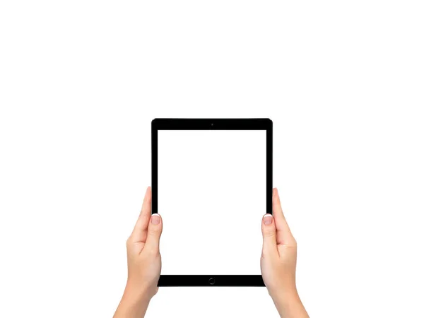 Kézben Tartó Tabletta Üres Képernyővel — Stock Fotó