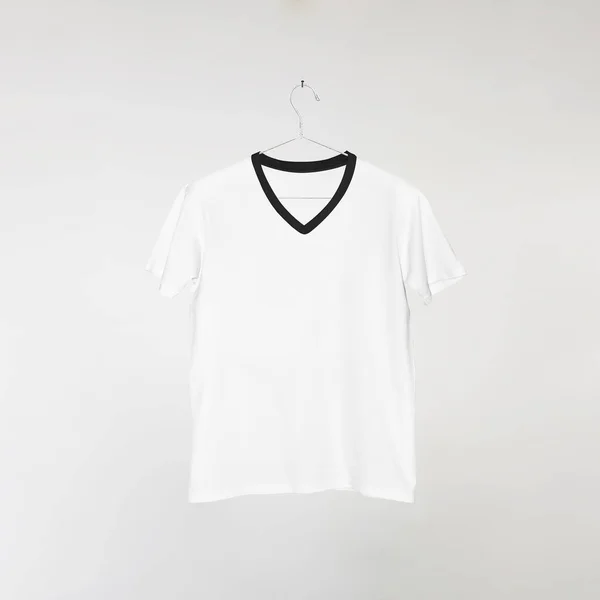 Blank White Shirts Mockup Hanging Grey Wall Rendering — Stock Photo, Image