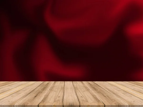 背景のぼやけた上に木製の板空のテーブルの上 コーヒーショップの背景でぼかしの上にパースペクティブ茶色の木のテーブル モンタージュ製品の表示やデザインキーの視覚的なレイアウトのためにモックアップを使用できます — ストック写真