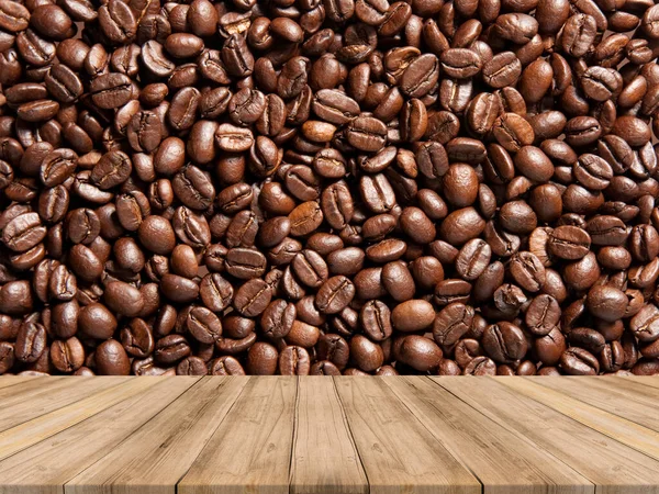 Piano Appoggio Legno Con Sfondo Del Caffè Può Essere Usato — Foto Stock