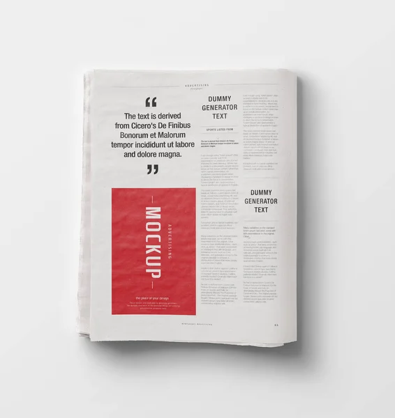 Zeitungsanzeigen Mockup Rendering — Stockfoto