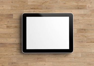 Tahta Arkaplanda Tablet Modeli 3B Hazırlama