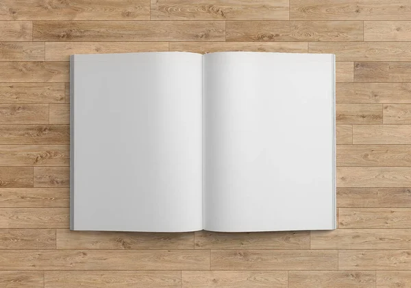 空白杂志 关于木材背景的宣传册 — 图库照片