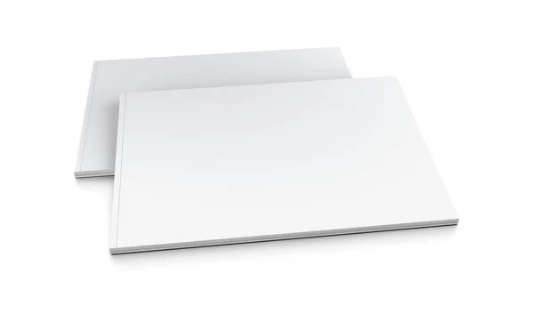 Blank White Landscape Book White Background Rendering — Stockfoto