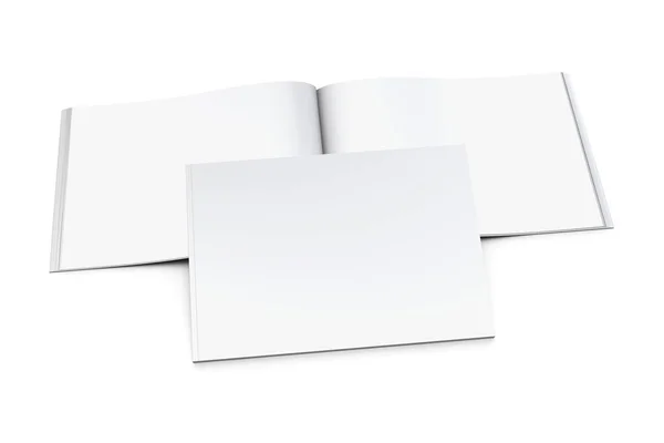 Blank White Landscape Book White Background Rendering — Stock Fotó