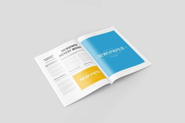 Gazete Reklamcılığı Dergisi Broşürü Model 3D Hazırlama Beyaz Arkaplan
