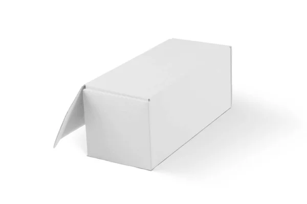 Package Box Mockup White Background Rendering — Φωτογραφία Αρχείου