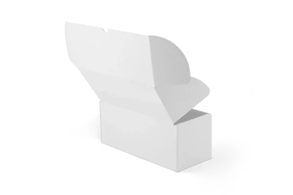 Package Box Mockup Witte Achtergrond Rendering — Stockfoto