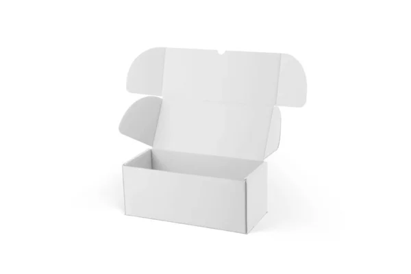 Package Box Mockup White Background Rendering — Zdjęcie stockowe