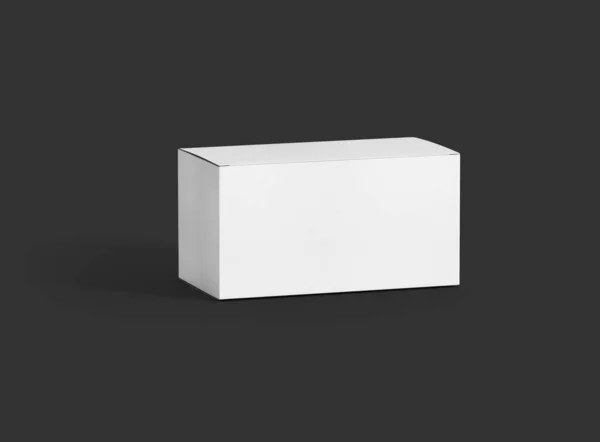 Κουτί Συσκευασίας Mockup Σκούρο Φόντο Απόδοση — Φωτογραφία Αρχείου