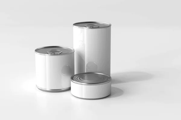 Food Tin Can Mockup Rendering — Foto Stock