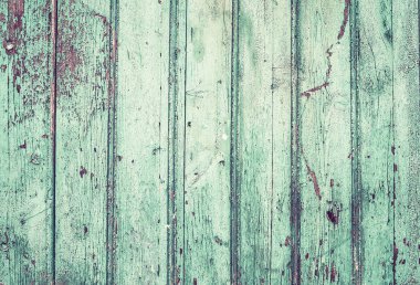 Eski rustik boyalı çatlak yeşil veya turkuaz ahşap doku