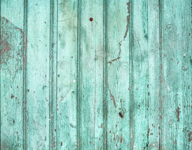 Eski rustik boyalı çatlak yeşil (turqouise) ahşap doku veya arka plan