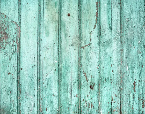 Eski rustik boyalı çatlak yeşil (turqouise) ahşap doku veya arka plan