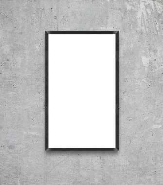 Beyaz boş poster çerçeve mock-up gri duvar ile