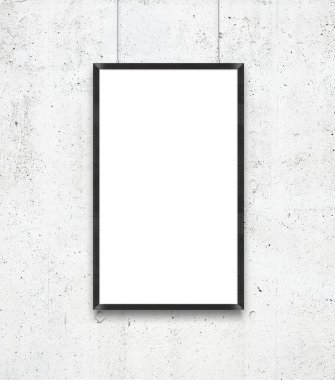 Beyaz boş poster çerçeve mock-up gri duvar ile