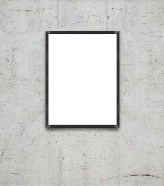 Beyaz boş poster çerçeve mock-up gri duvar ile