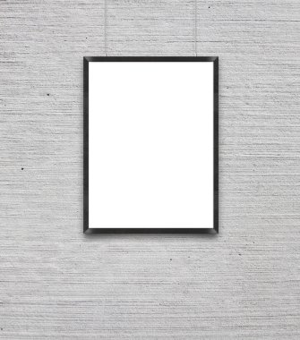 Beyaz boş poster çerçeve mock-up gri duvar ile