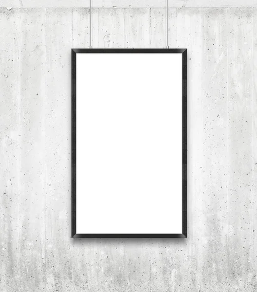 Biały Plakat Puste Makiety Ramki Ścianie Szary — Zdjęcie stockowe