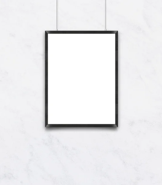Белый Пустой Плакат Макетом Рамы Серой Стене — стоковое фото