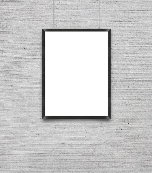 Cartaz Branco Branco Com Moldura Mock Parede Cinza — Fotografia de Stock
