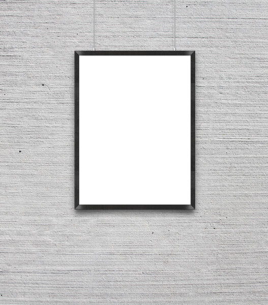 White blank poster with frame mock-up on grey wall