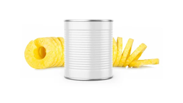 Canned Pineapple Mockup Isolated White Background — Foto Stock