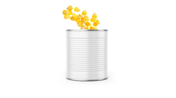 Canned Corn Grain Mockup Isolated White Background — Foto de Stock