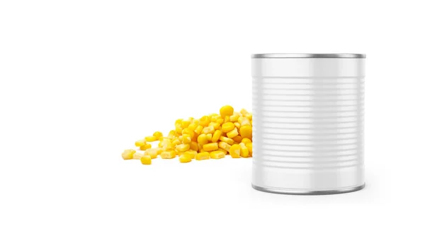 Canned Corn Grain Mockup Isolated White Background — Foto Stock