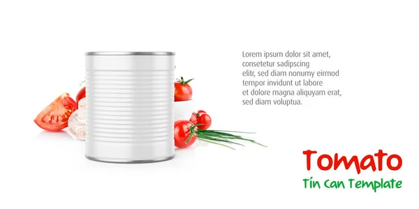 Canned Tomatoes Mockup Isolated White Background — ストック写真