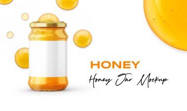 Clear Glass Honey Jar Mockup for Packaging Label