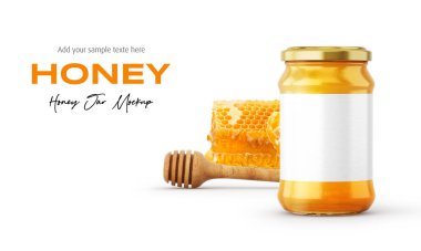 Clear Glass Honey Jar Mockup for Packaging Label