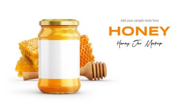 Clear Glass Honey Jar Mockup for Packaging Label
