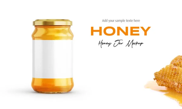 Clear Glass Honey Jar Mockup Packaging Label — Fotografia de Stock