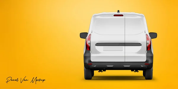 Panel Van Mockup 3D Rendering on Yellow Background