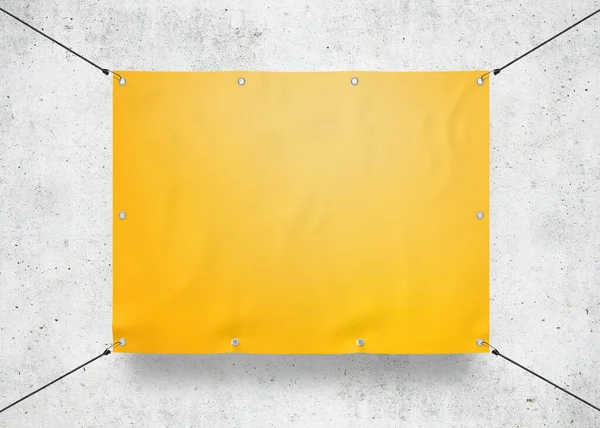 Yellow Outdoor Tarpaulin Banner Mockup Rendering — Stock Photo, Image