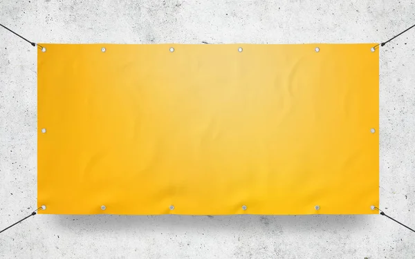 Yellow Outdoor Tarpaulin Banner Mockup Rendering — Stock Photo, Image