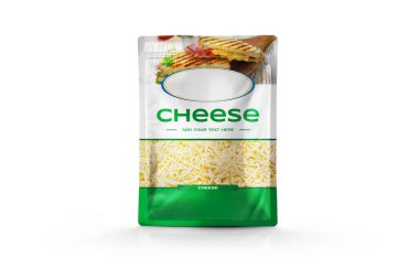 Plastic Cheese Packaging Bag on White Background 3D Rendering